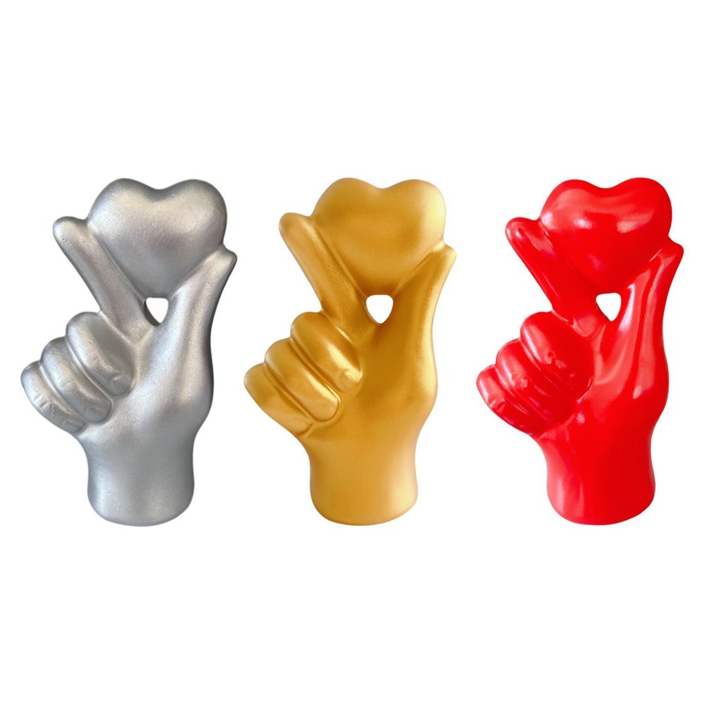 Hand Gesture Heart Finger Statue Desk Figure Home Decor Resin Figurine for