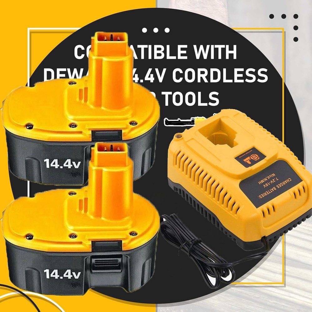 2PACK 14.4V Replacement Battery for DEWALT DC9091 DW9091 DW9094 DE9091 with Charger  