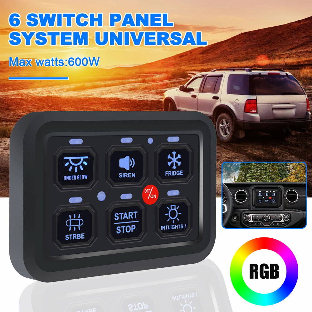 12V 6Gang On-Off RGB Switch Panel Electrionic Realy System Control Multifunction