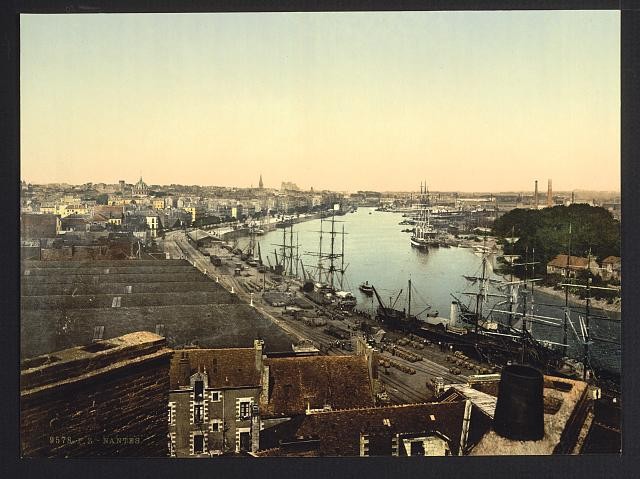 Photo:Nantes France 1890s Town and Harbor Ships Photochrom