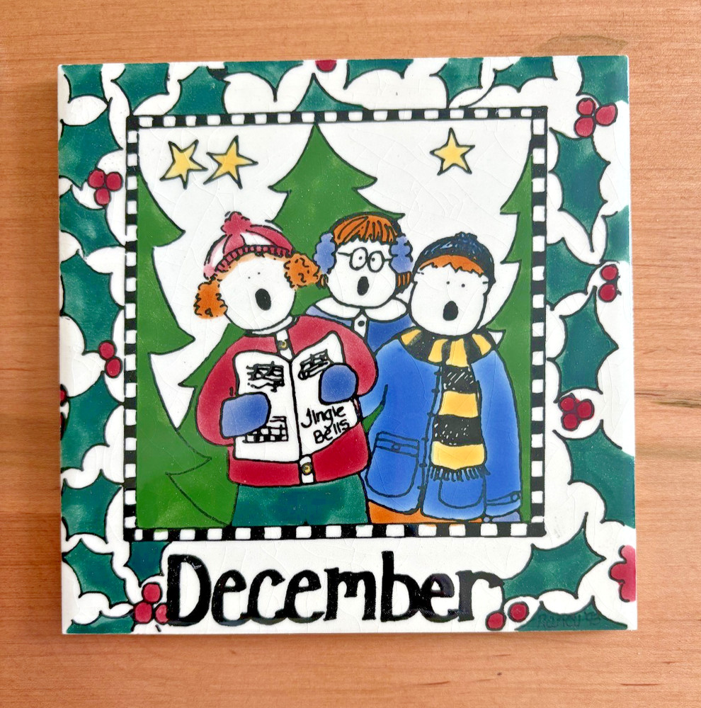 December Tile Nancy DeYoung Trivet Wall Art H&R Johnson England - 6 x 6 In