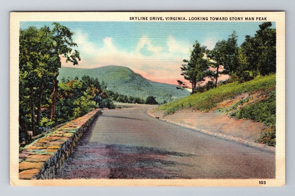 Skyline Drive VA-Virginia, Looking Toward Stony Man Peak, Vintage Postcard