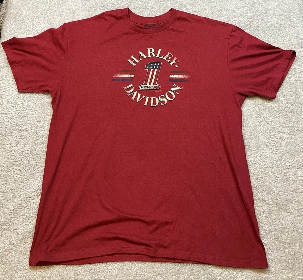 Harley Davidson Motorcycle XL Red T Shirt Biker Savannah Georgia Two Sided