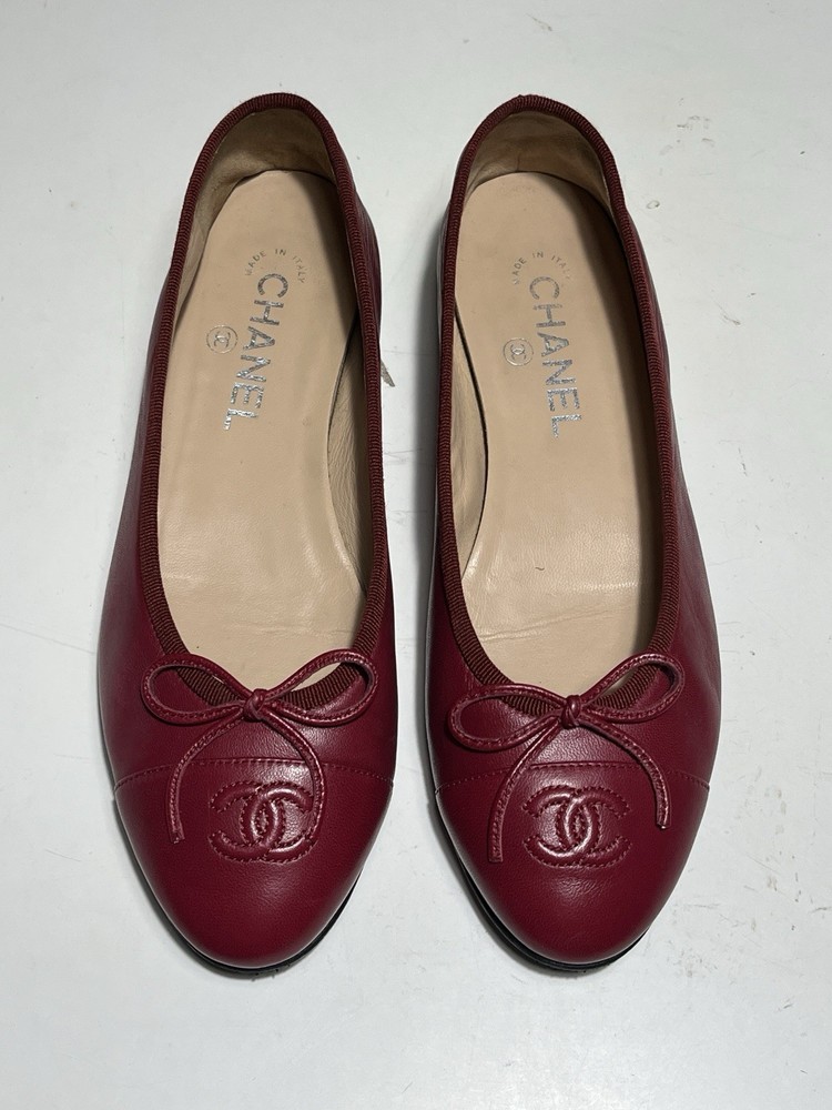 Chanel Red Ballet Flats Size 38