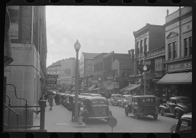 Photo:Main Street Downtown 1930s Street Scene Cars Storefronts