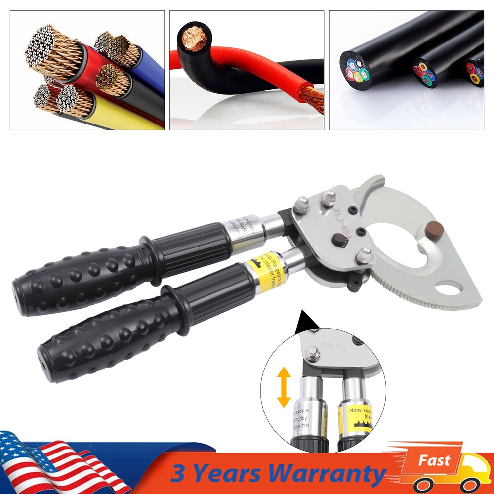 Ratchet Cable Cutter Ratcheting Wire Cutting Tool Heavy Duty Retractable Handle