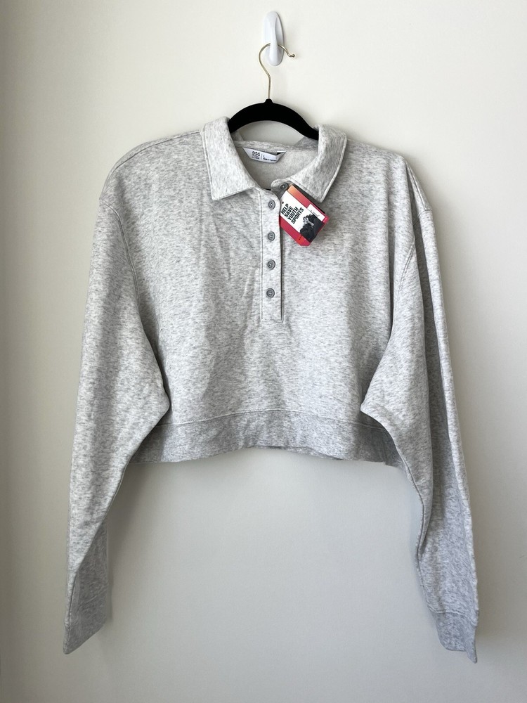 DSG Twitch Allison Womens Fleece Henley Light Heather Large NWT Cozy Comfort