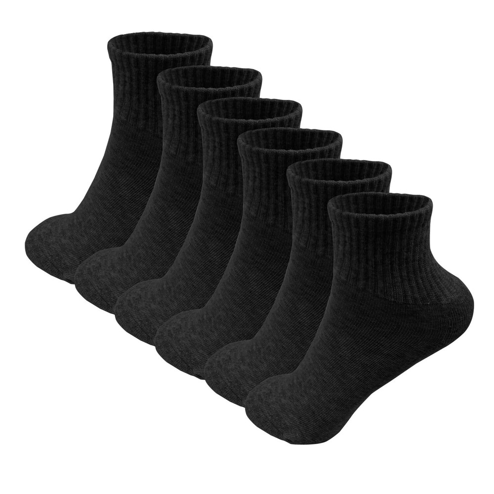 6 Pack-Men's Lightweight Athletic Compression Quarter Ankle Low Cut Cotton So...