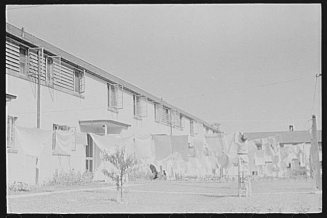 Greenbelt Maryland MD 1930s FSA Housing Laundry Clothesline Courtyard