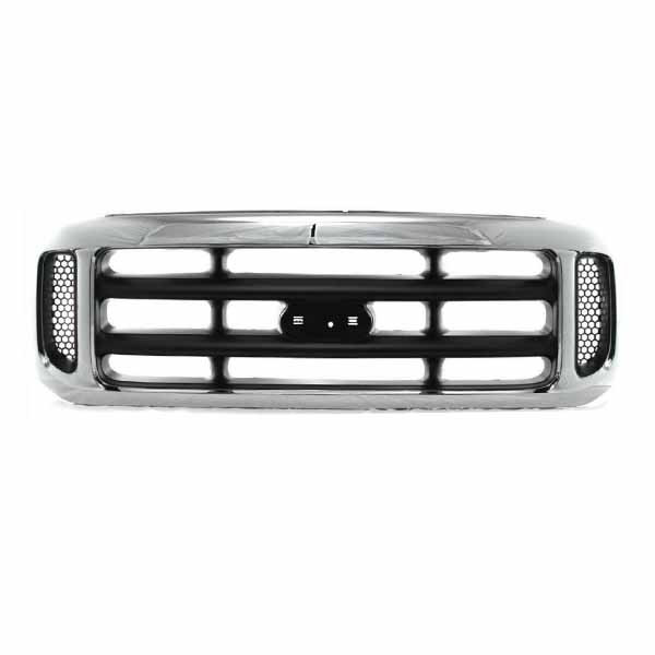For 99-04 F-Series Super Duty Pickup Truck Front Grille Assembly Chrome Black Q