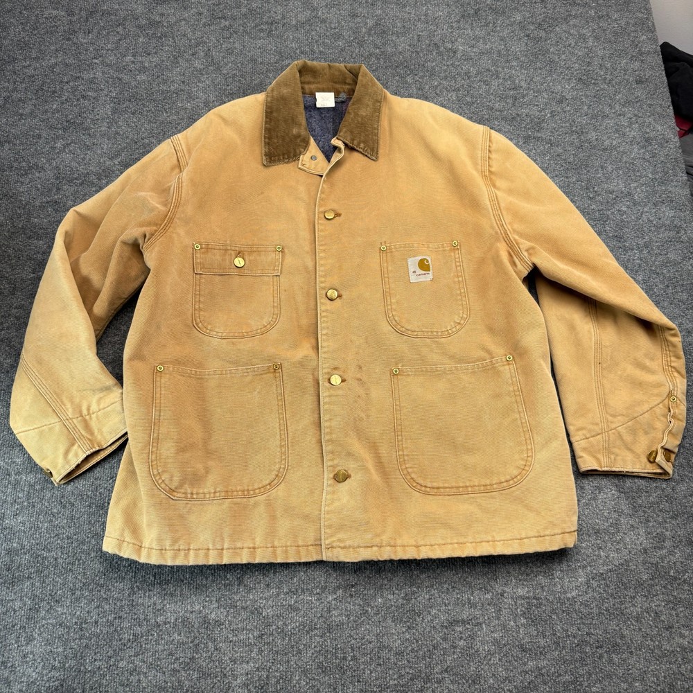 Vintage 70s-80s Carhartt 6BLC Blanket-Lined Firm Duck Chore Coat Size 48 USA