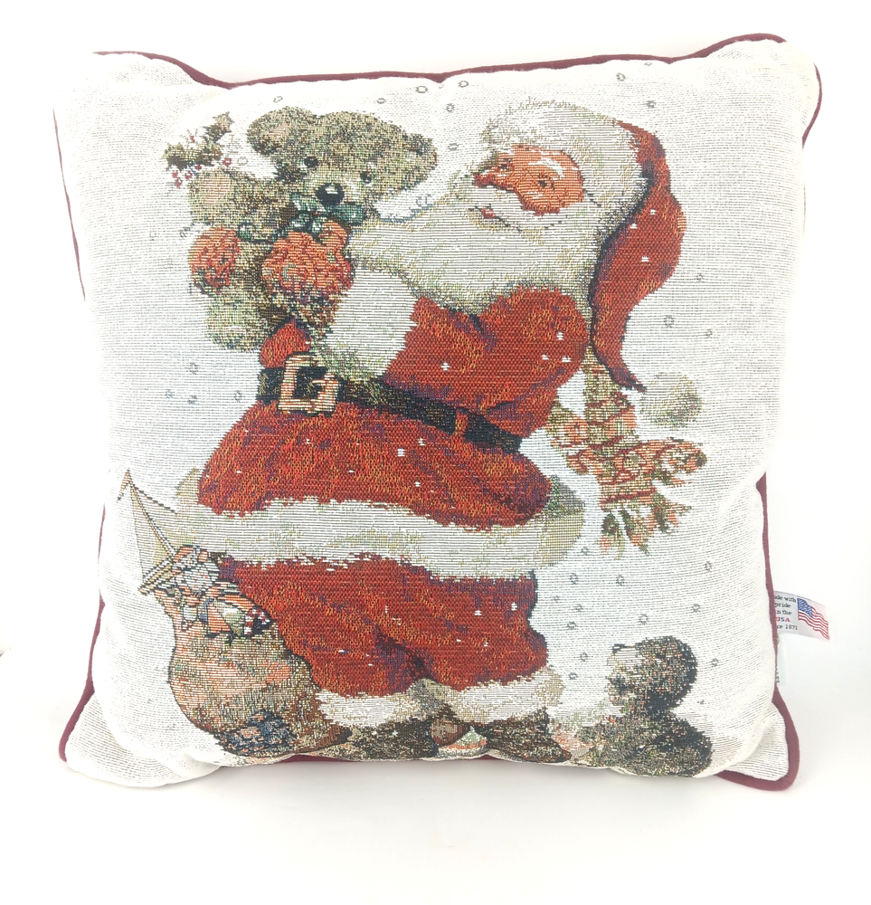 Riverdale Santa Pillow Toys Snow Christmas Vintage Tapestry  Red 16 in. USA