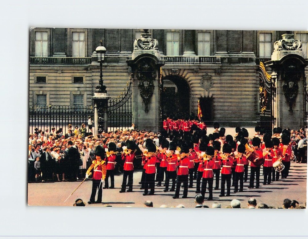 Postcard Guards Band Leaving Buckingham Palace London England