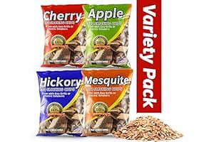 Wood Chips for Smoking Variety Pack, 2 Lbs Each, Apple, Mesquite, Hickory & Cher