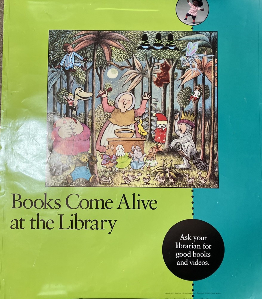 Vtg 1993 Lg Library Poster Weston Woods 40 Anniversary Westin Newberry Caldecott