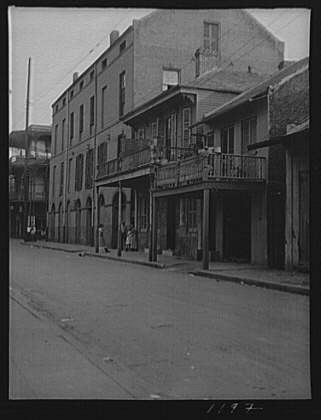 New Orleans Louisiana Dumaine Street 1920s Balconies Buildings Street Scene