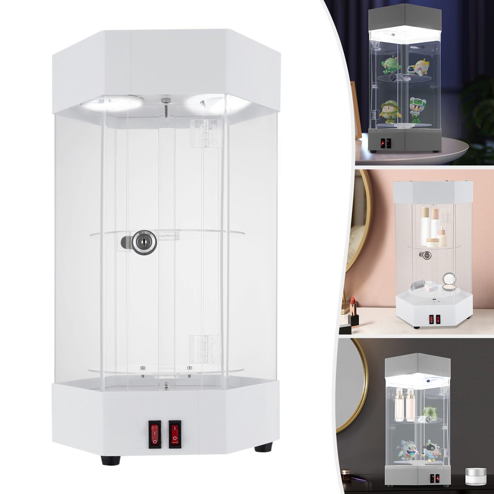 360° Electric Jewelry Rotating Clear Display Case with Built In LED 10.63