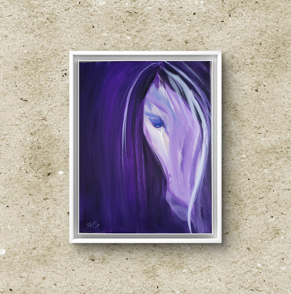 Original painting 11 X14  Contemporary Modern Horse Acrylic Canvas Signed