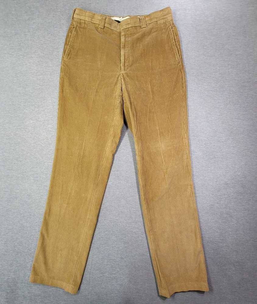 LL Bean Corduroy Pants Mens 34x36 Tan Straight Leg Flat Front Mid Rise Casual