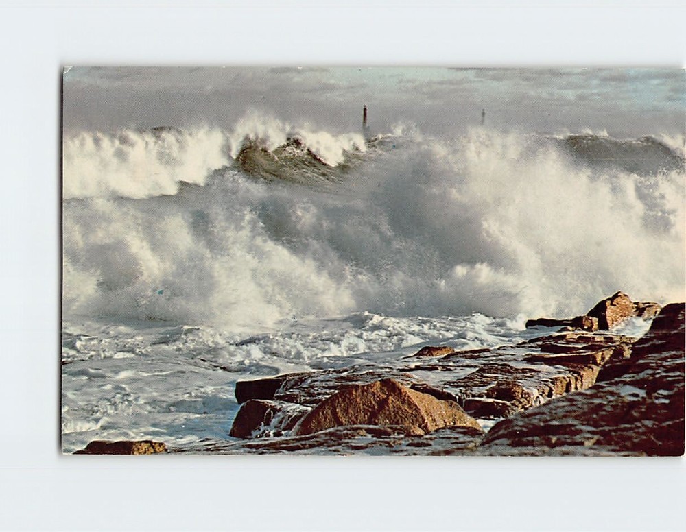 Postcard Pounding Surf Cape Ann Rockport Massachusetts USA