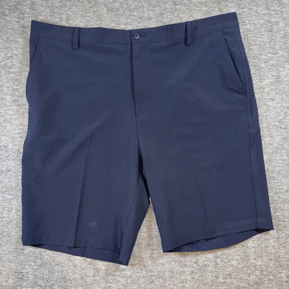 FootJoy Mens Performance Flat Front Zip Fly Casual Golf Shorts Navy Blue Sz 42