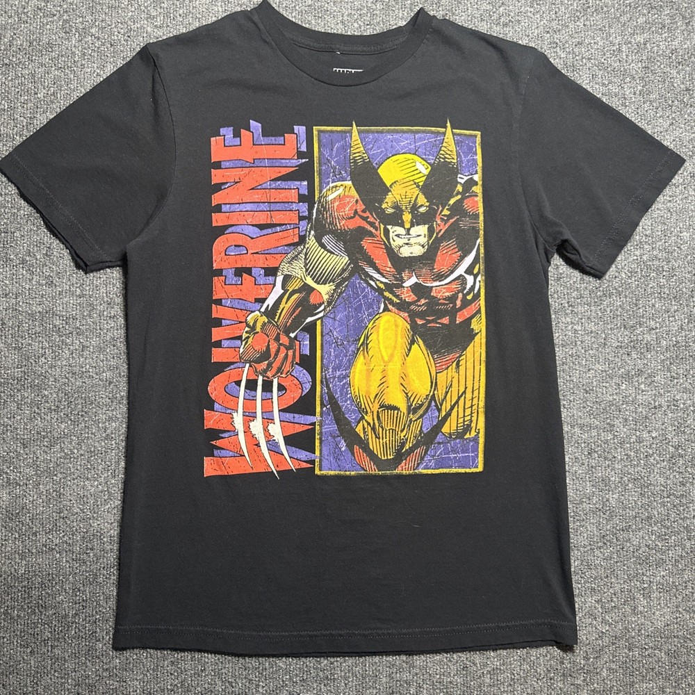Marvel Wolverine Graphic Black Cotton T-Shirt Men's S Regular Fit Short Sleeve