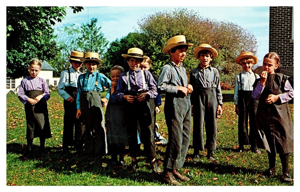 Lancaster PA Pennsylvania Amish School Children Chrome Postcard