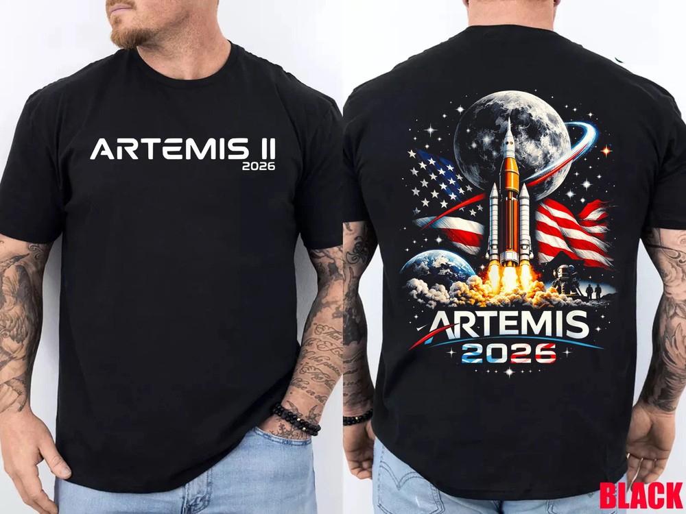 Artemis 2026 American Rocket Launch to The Moon Landing Front Back T-Shirt
