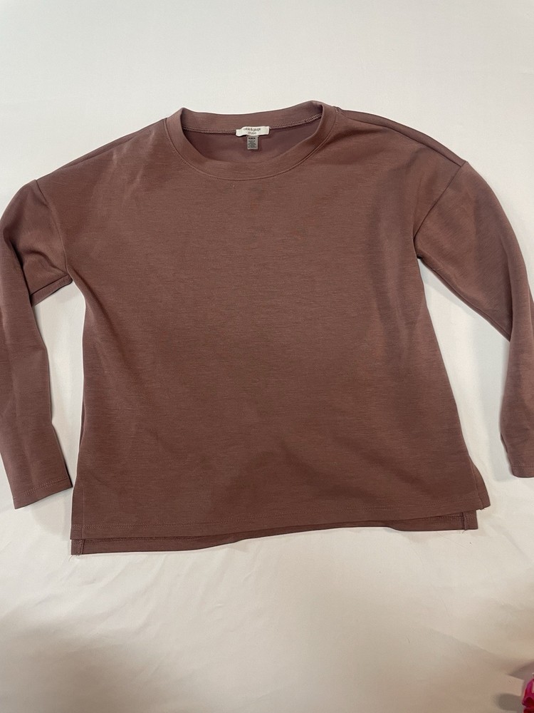 Women’s Cable & Gauge Studio Sweatshirt  Brown M Longsleeve Stretch simple basic