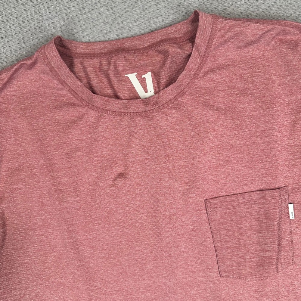 Vuori Pocket Tee Shirt Mens Large Heathered Clay Red Short Sleeve Performance