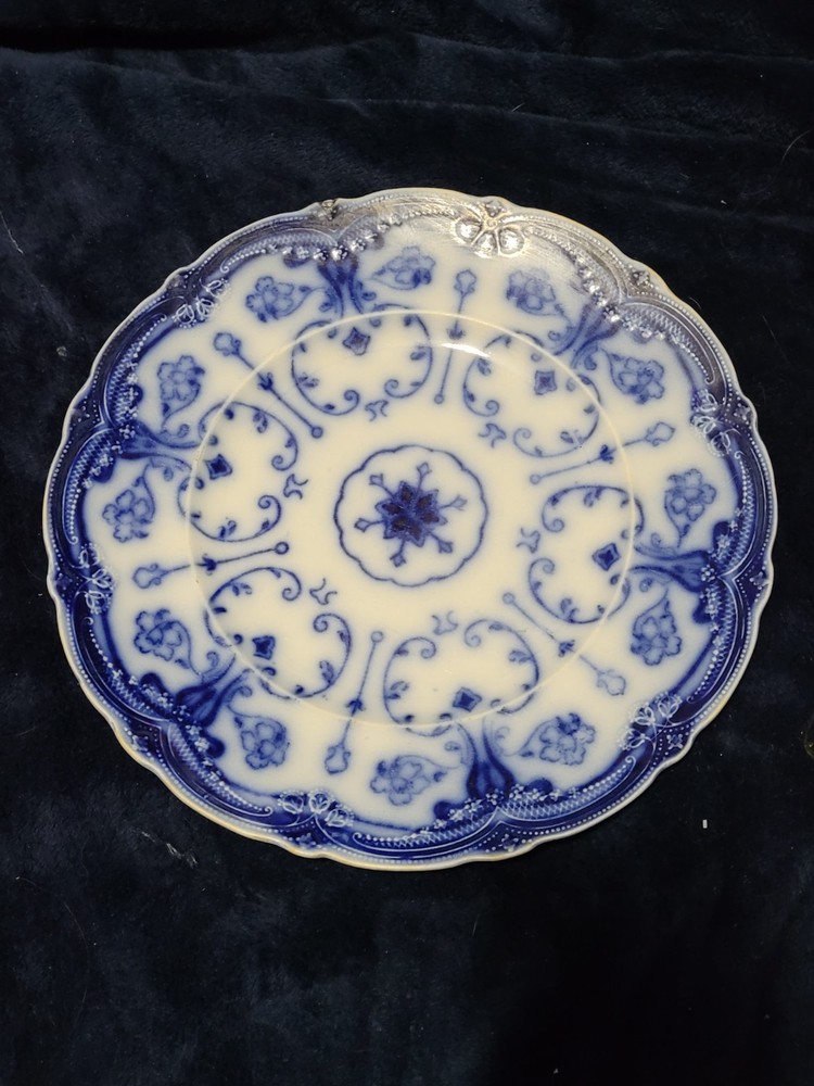 Antique Conway New Wharf Pottery Flow Blue Dinner Plate 10