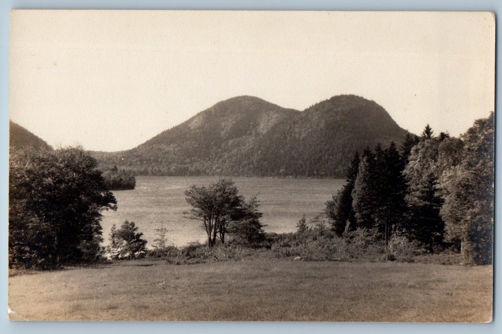 Jordan Pond & Bubbles Acadia National Park Mt. Desert ME RPPC Photo Postcard-image
