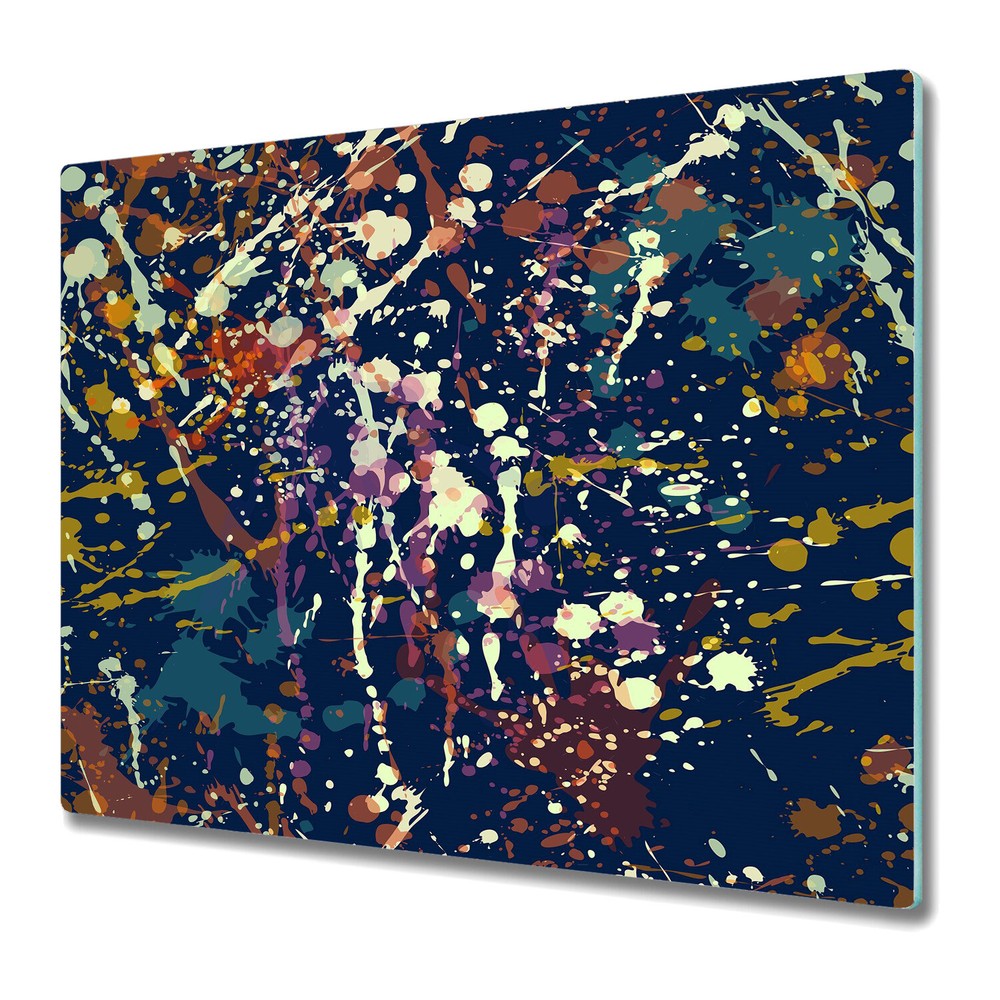 Glass Worktop Kitchen Chopping Board Watercolour blue and yellow photo 60x52