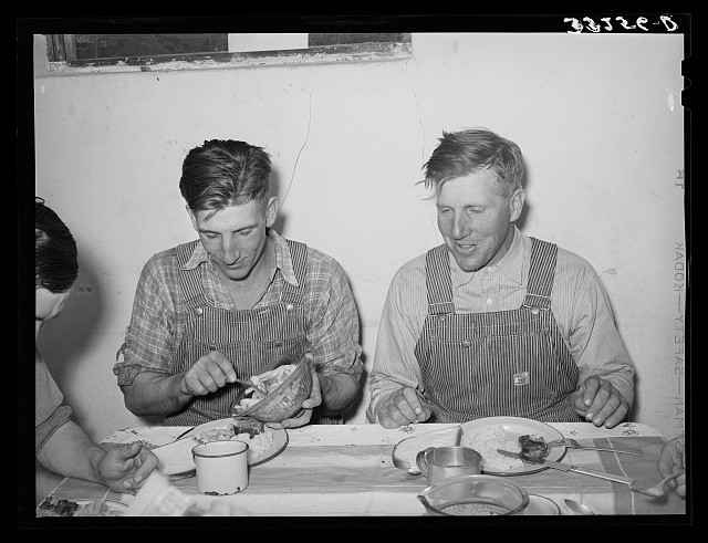 Photo:Mormon farmers at dinner table. Box Elder County, Utah