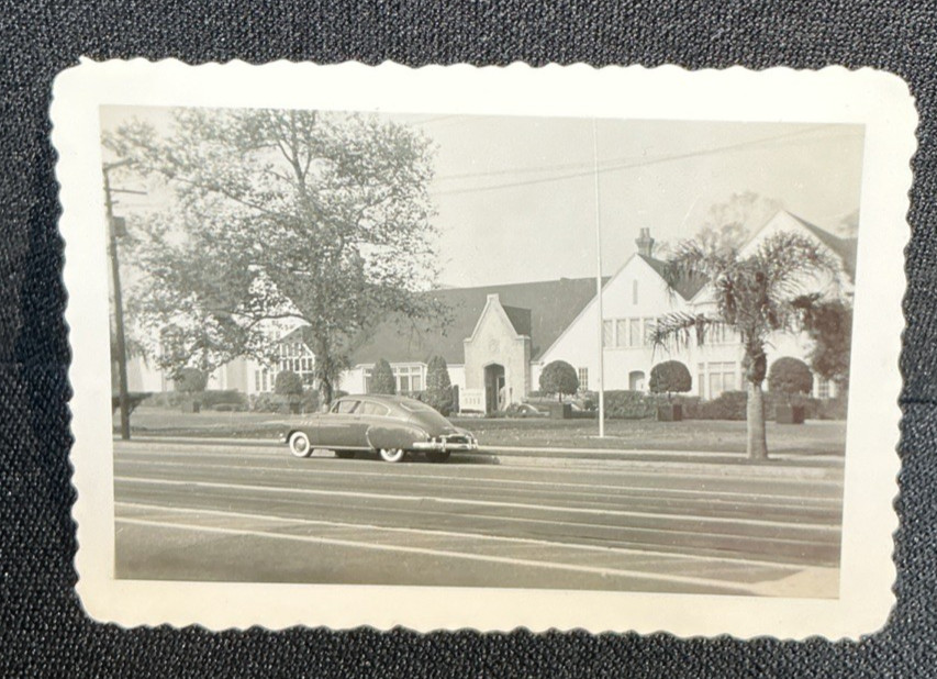 Vintage Snapshot Photo 1949 or 1950 Chevrolet Chevy Fleetline Car Parked Street