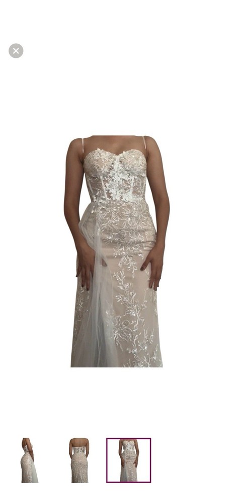 White and Beige Custom Made by Designer Dress Size S/M