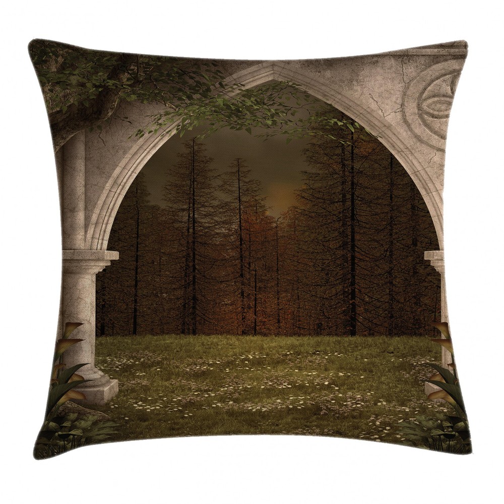 Gothic Arch in Garden Square 16 Inch Retro Cushion Cover Pillow Case