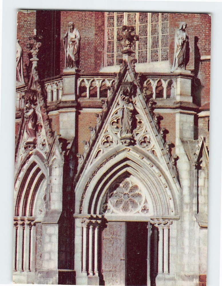 Postcard Portal of St. Jacobs gothic cathedral Nysa Poland