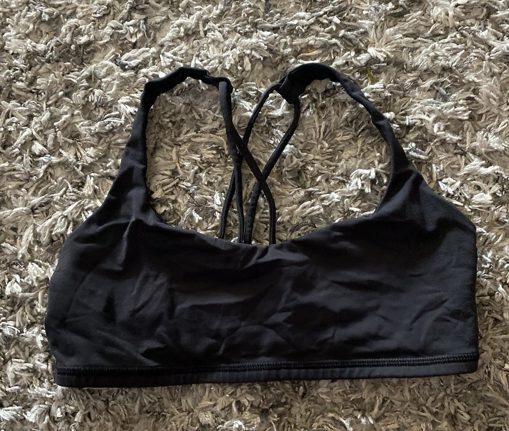 Lululemon Black Sports Bra Crossback Wireless Size 6 Women's