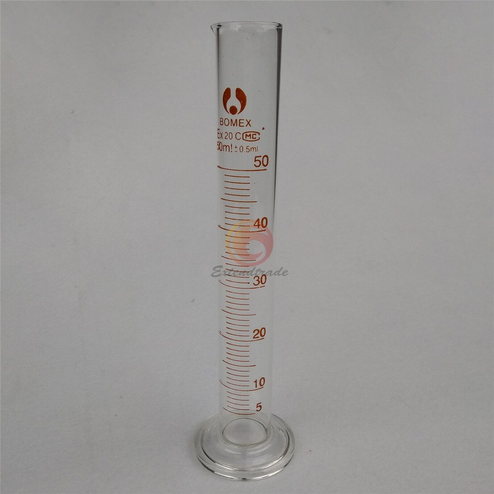 One 50mL Graduated Measuring Glass Cylinder Lab Borosilicate Glassware #E8