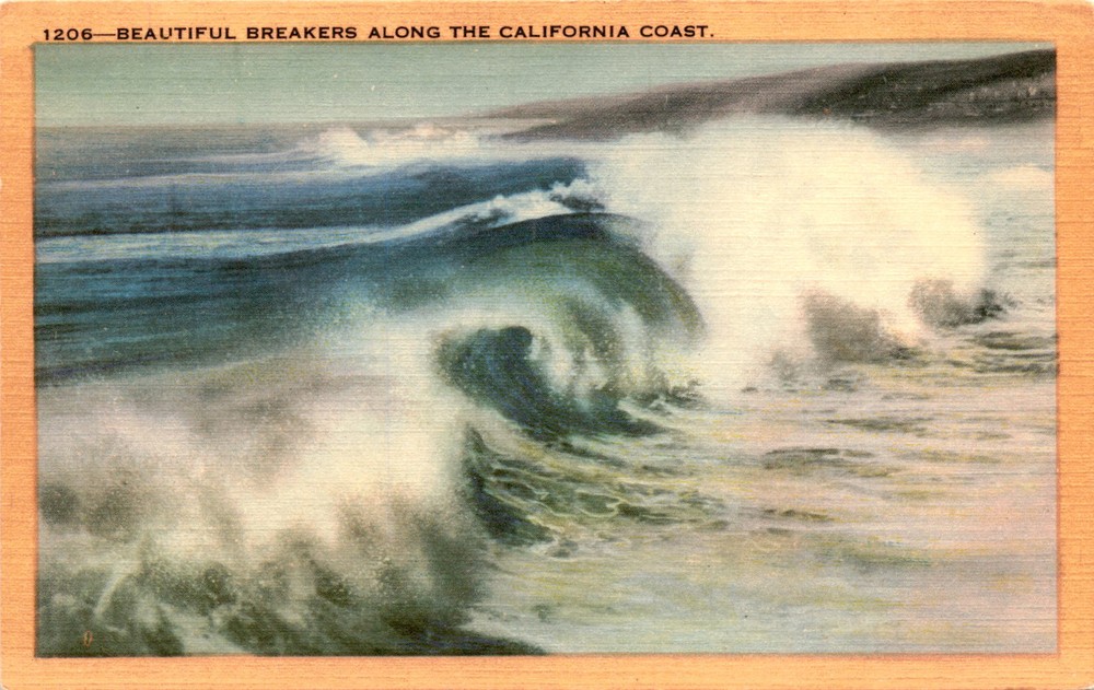 California coast, Southern California, Pacific, Longshaw Card Co., Los Postcard
