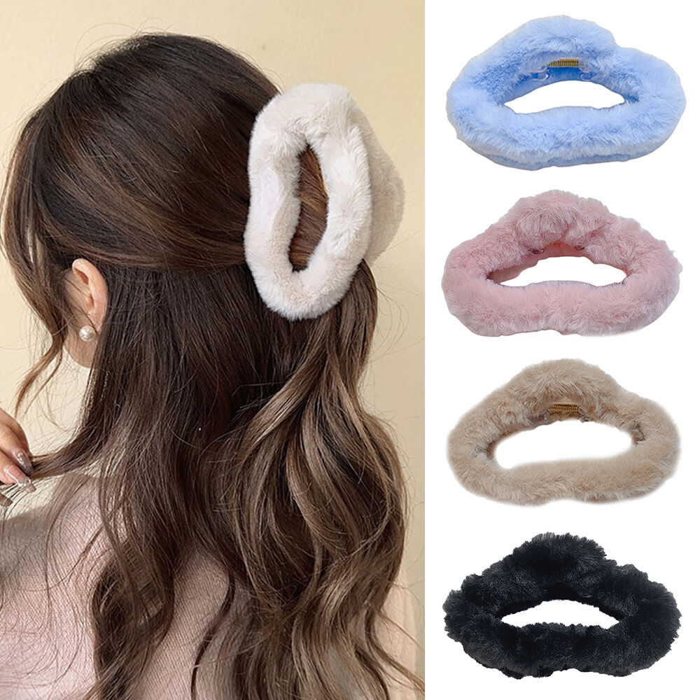 Faux Fur Hairy Crab Hair Claw Clips for Stylish Ponytail Accessories