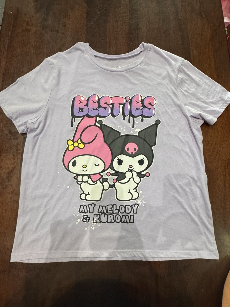 Love Tribe My Melody & Kuromi Graphic Print Tee Lavender Women's Size L
