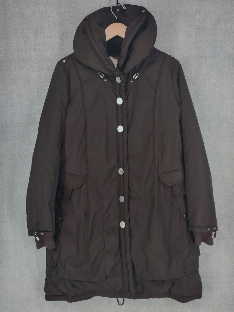 Vintage Marithe Francois Girbaud Down Coat Womens Large Brown Hooded Insulated