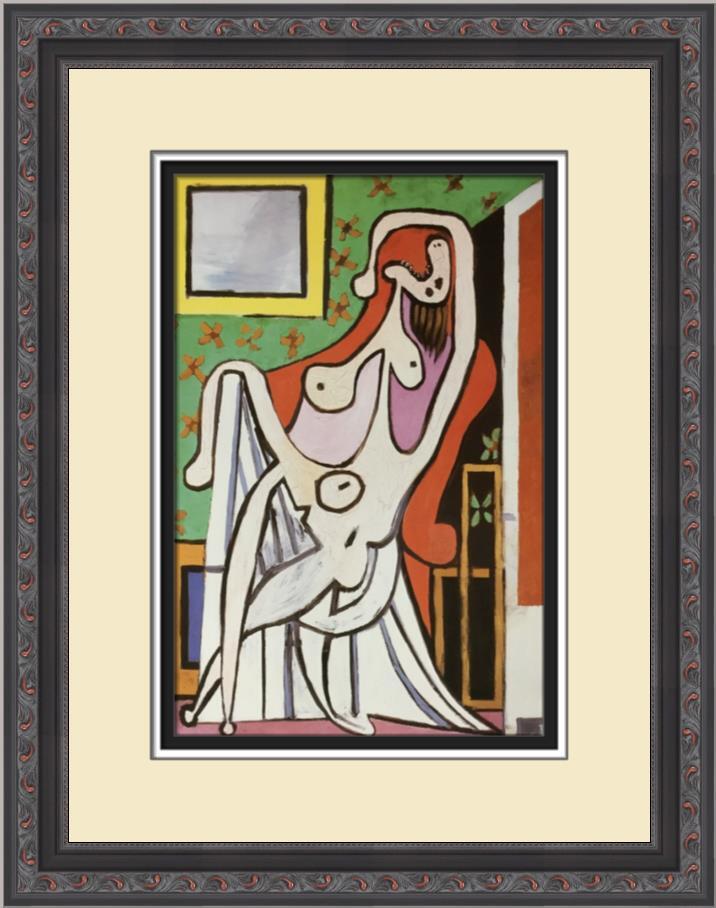 Pablo Picasso Large Nude in a Red Armchair Custom Framed Print