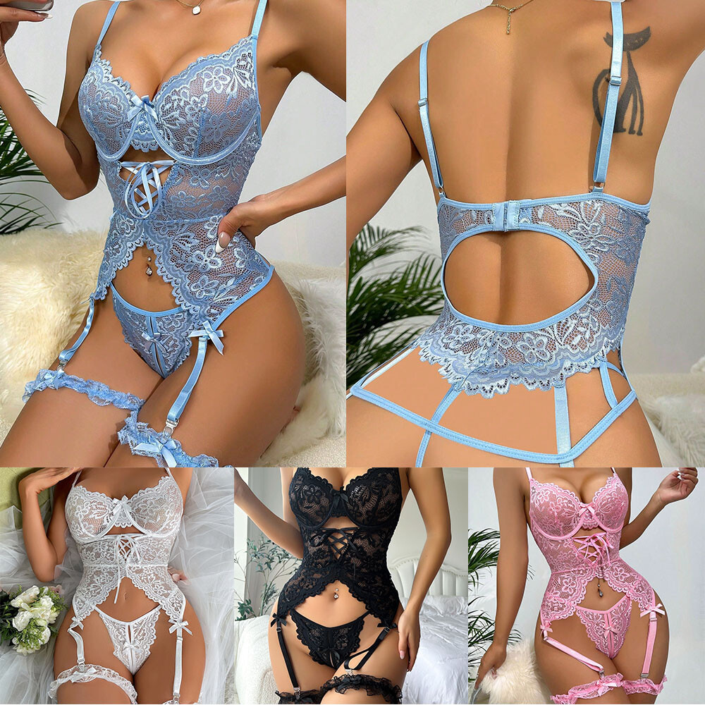 Women Sexy Lingerie Nightwear Sleepwear Bra G-string Set Underwear Set Babydoll