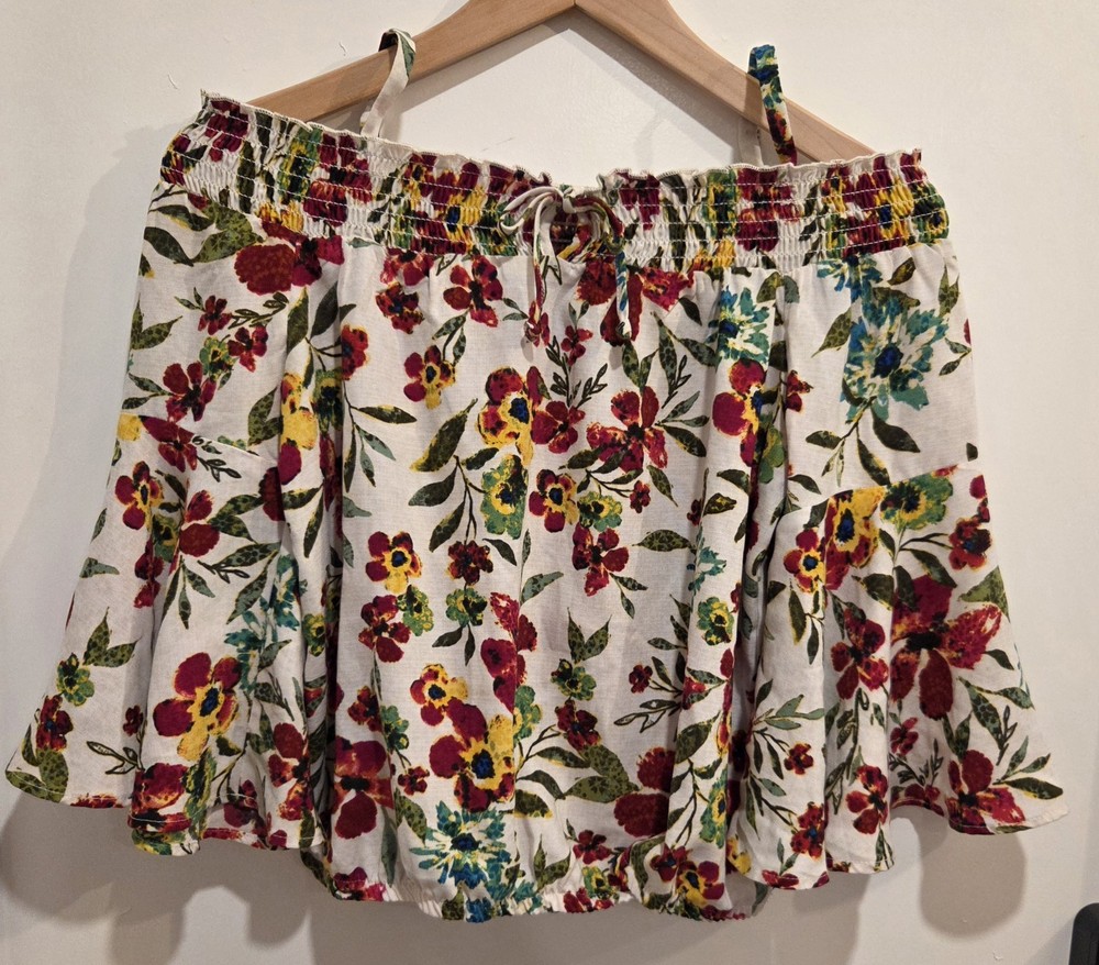 By And By Girl Floral Off The Shoulder Crop Top Sz XL (16) Fairycore Cottagecore
