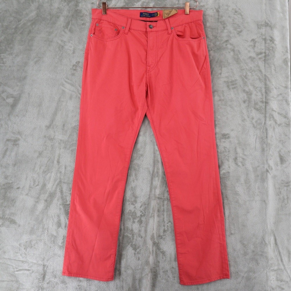 Polo Ralph Lauren Varick Slim Straight Pants Mens 34x32 Salmon Stretch Chino NWD