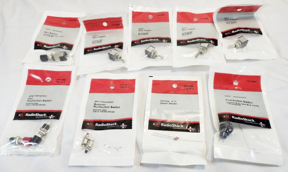 Lot Of 9 New Radio Shack SPST DPDT Toggles & Switches More NOS