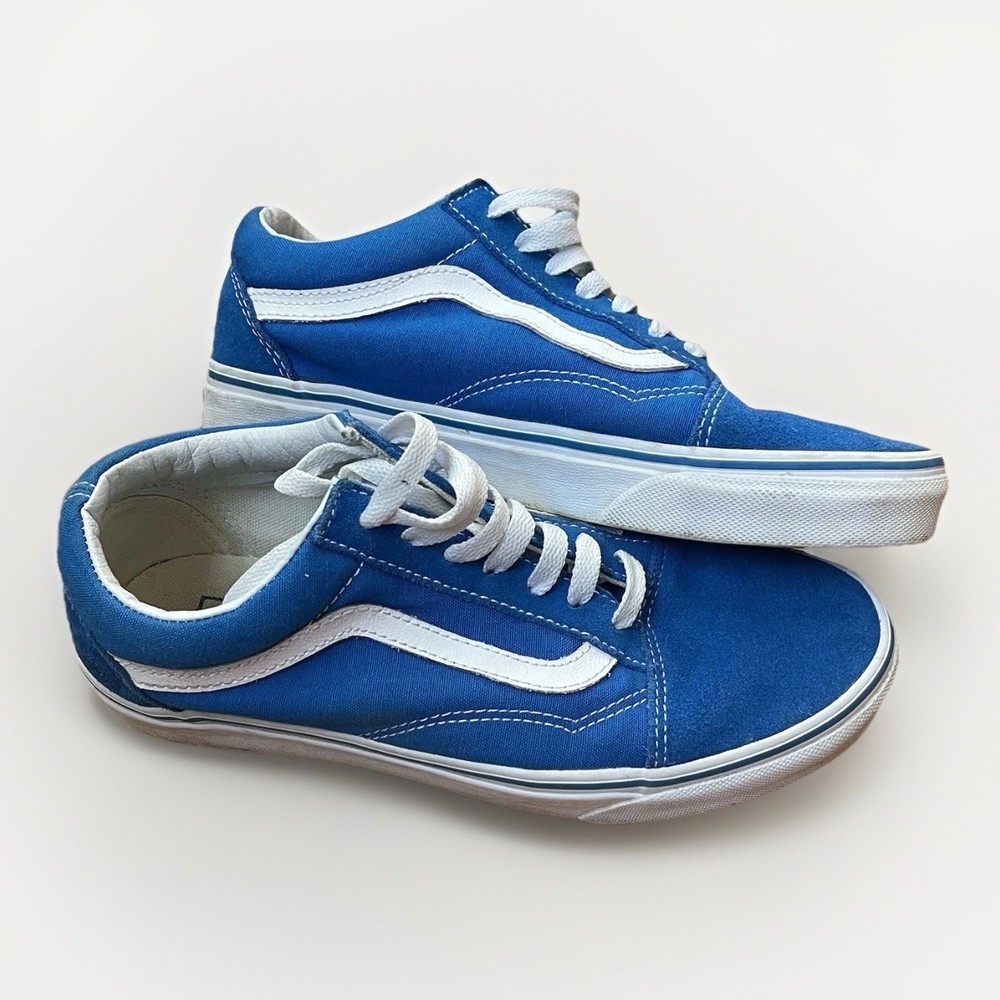 VANS Old Skool Sneakers Womens Size 7.5 Men's Size 6 Blue Suede Canvas GUC